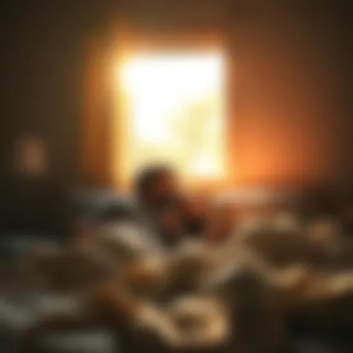 A cozy bedroom with sunlight streaming through the window, showcasing a couple smiling and sharing a moment together in bed.