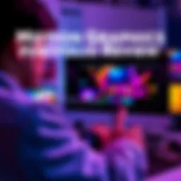 A creator showing a screen with colorful motion graphics, inviting feedback from viewers.