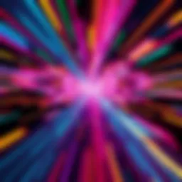 A colorful motion graphic design featuring seamless transitions and visual glitches