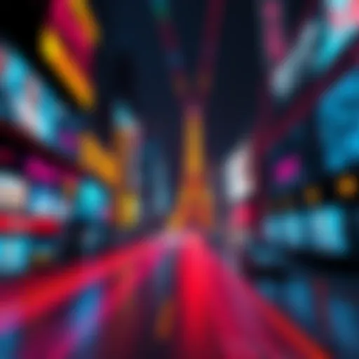 A vibrant scene showcasing motion graphics with dynamic editing elements and colorful animations