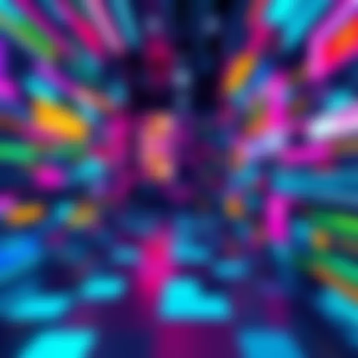 A colorful animation demonstrating customized motion tile effects with various compositions