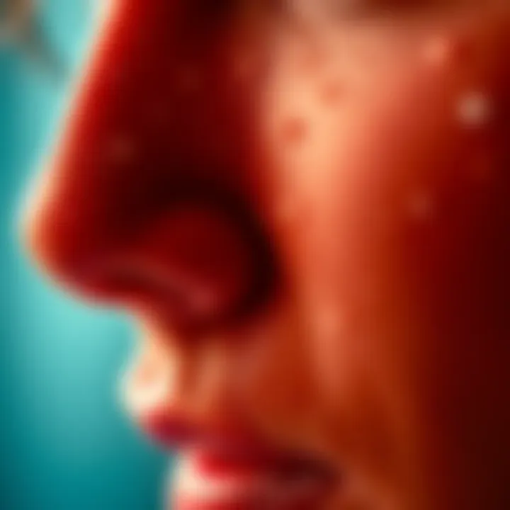 A close-up of an image displaying noticeable mottling and white dots, highlighting the defects that affect image quality.