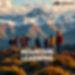 A group of people hiking in the mountains, sharing insights and enjoying nature's beauty, reflecting personal growth.