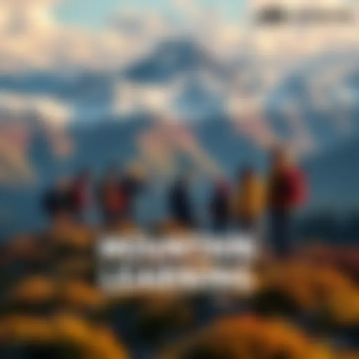 A group of people hiking in the mountains, sharing insights and enjoying nature's beauty, reflecting personal growth.