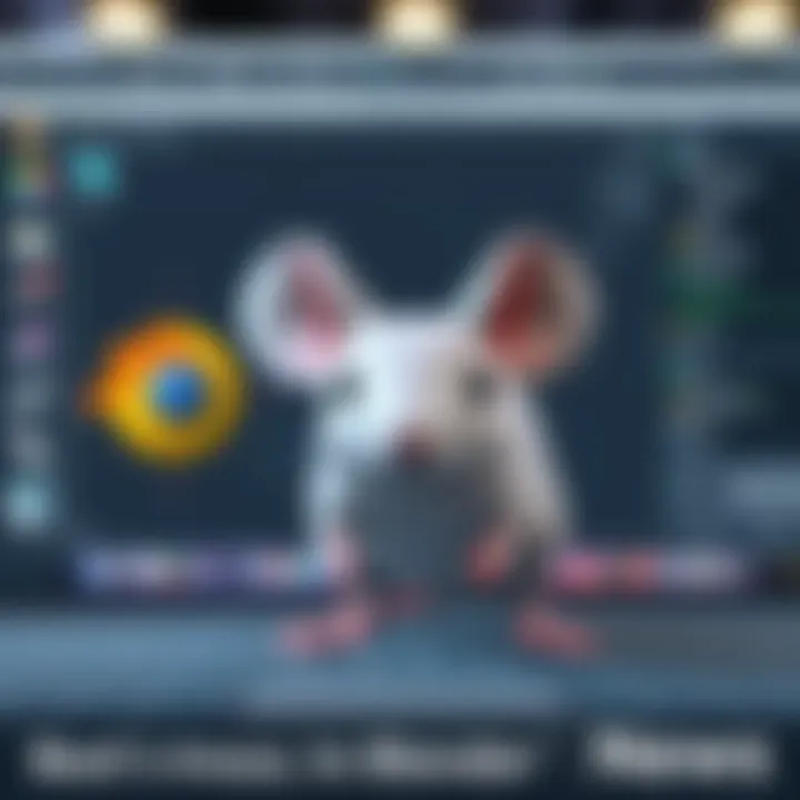 Mouse Model in Blender A detailed view of a mouse model created in Blender, highlighting the 5-sided face issue and topology improvements being made. The scene shows the 3D software interface with emphasis on modeling tools...