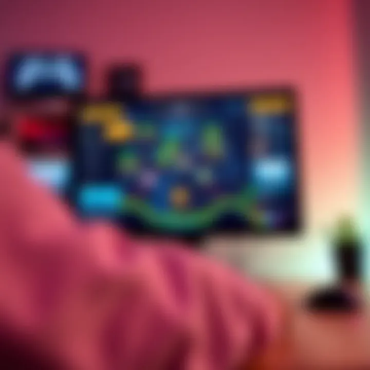 A player using a mouse to control a game on a computer screen, focusing on mouse movements.