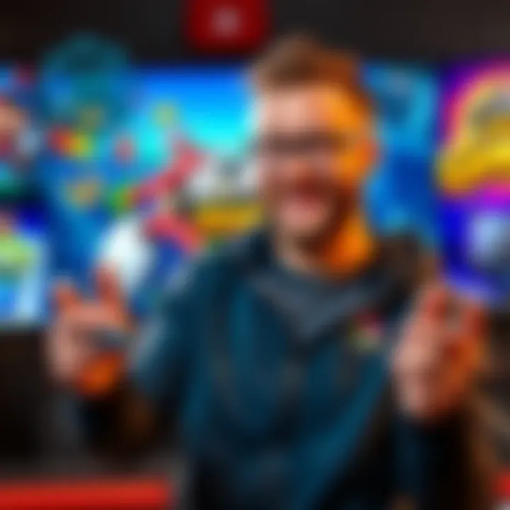 Moz, a YouTube host, invites people to suggest lesser-known indie games for review in front of a colorful gaming backdrop.