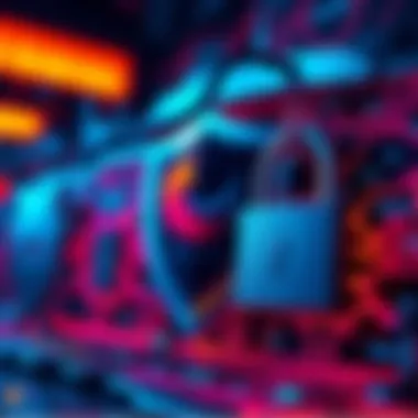 A graphic representation of cybersecurity with a focus on Mozilla, featuring a shield and a lock symbolizing protection against vulnerabilities, with text indicating 271 issues found.