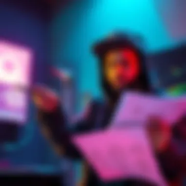 A music artist holding initial sketches looking for a character designer