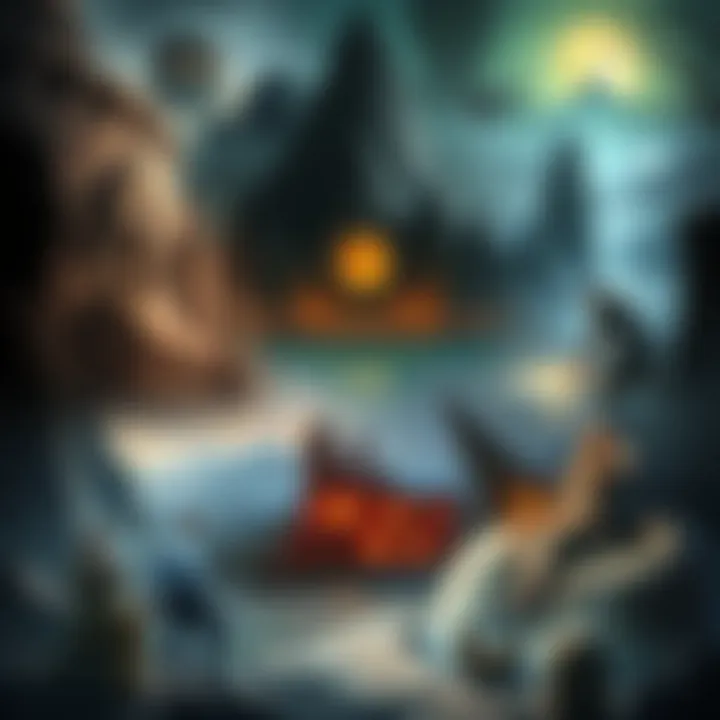 Various ages from the Myst games showing iconic landscapes and elements from each game