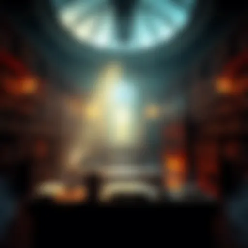 A scene showcasing a library in The Council with hints of Myst, featuring books and symbols related to the game.