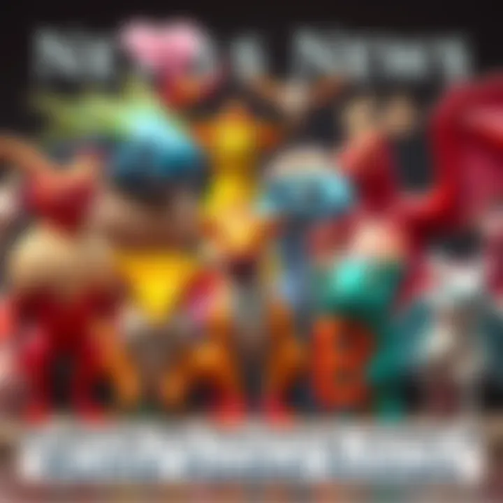 A collection of whimsical mythical creatures representing different letters of the alphabet, each with unique designs and vibrant colors.