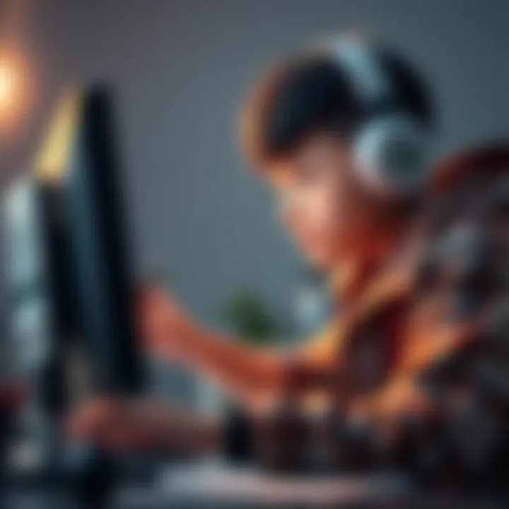 A digital artist working on a computer, focusing on creating a character in the style of N64 games.