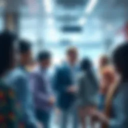 People engaged in conversations exploring personal relationships influenced by the Narcissystem, showcasing diverse social interactions.