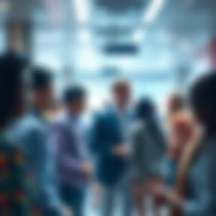 People engaged in conversations exploring personal relationships influenced by the Narcissystem, showcasing diverse social interactions.