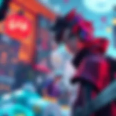 A character from a narrative game interacting with a colorful environment, showcasing storytelling elements