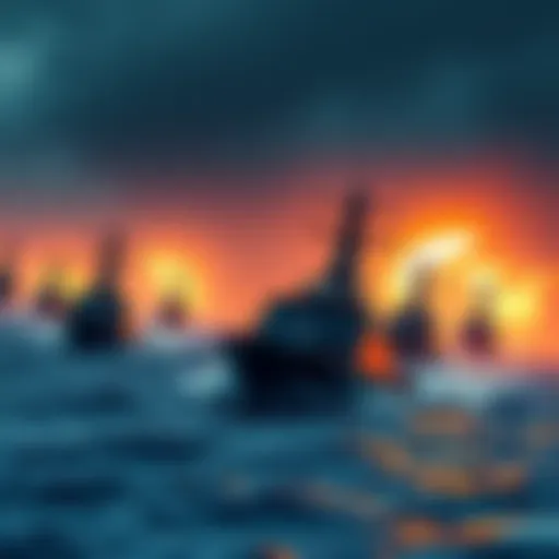 A fleet of naval ships maneuvering in contested waters, showcasing new tactics of asymmetric warfare.