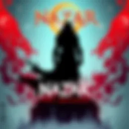 Artwork featuring a character in silhouette style, surrounded by elements of mysticism and 2D designs inspired by Turkish shadow play, celebrating the game Nazar's first anniversary.