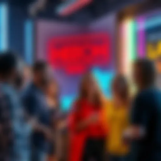 A group of people sharing ideas and opinions about the NEON Series in a lively conversation.