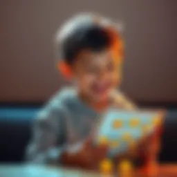 A 12-year-old boy laughing while reading ChatGPT responses filled with emojis on a tablet.