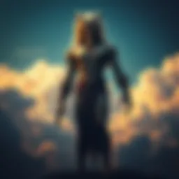 A tall being with giant-like features standing among clouds, symbolizing the Nephilim in historical context.