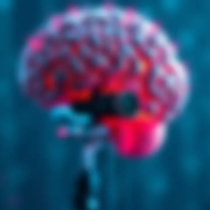 Neuralink Brain Interface A close-up of a Neuralink device connected to a human brain, showcasing the invasive technology used to link brains to computers.