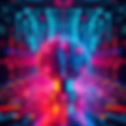 A futuristic device designed for cognitive enhancement, showing colorful lights and brainwave patterns, symbolizing mental performance improvement.