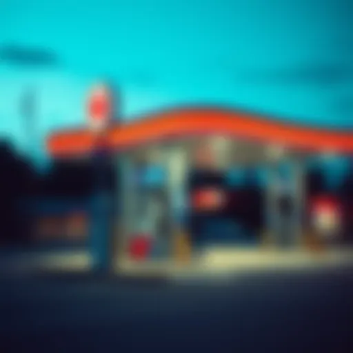 A New Jersey gas station with a person pumping gas, showcasing the state's self-service gas law