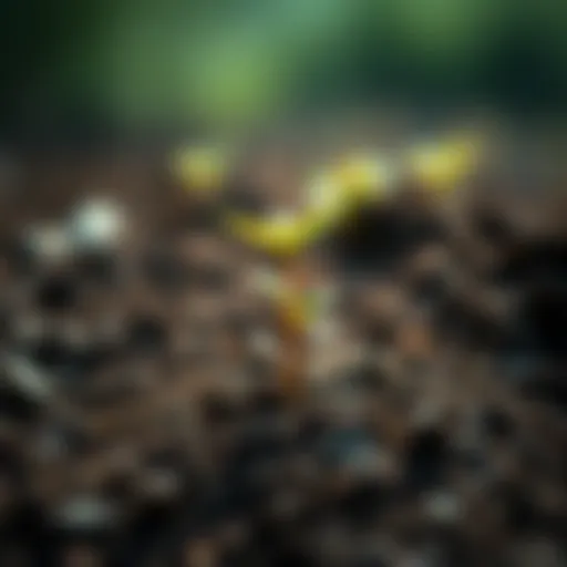 A small plant sprouting from soil, symbolizing new life and creation.