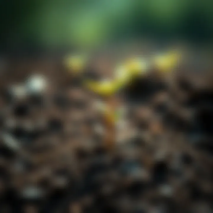 A small plant sprouting from soil, symbolizing new life and creation.