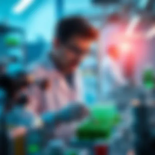 A scientist examines new materials in a lab, highlighting innovations for battery and renewable energy technologies.