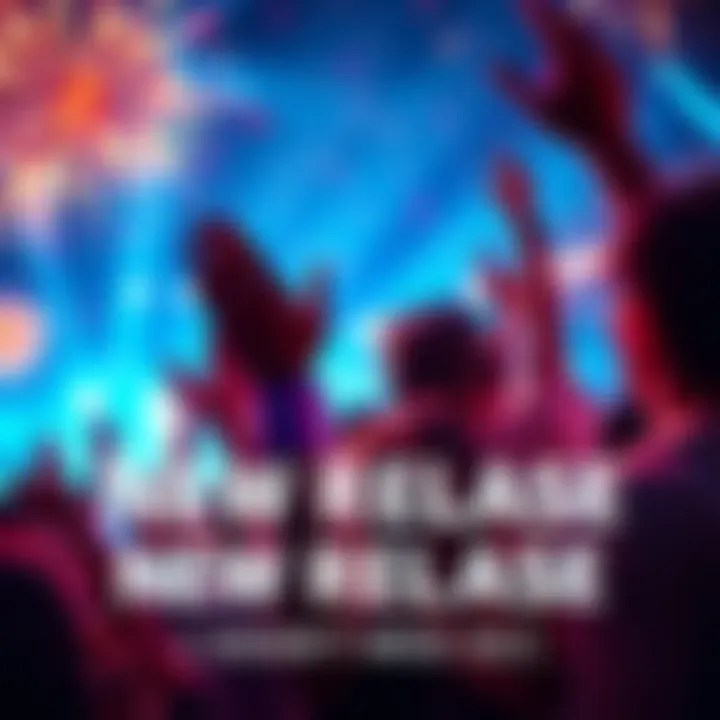 People celebrating the announcement of a new release with excitement and cheers.