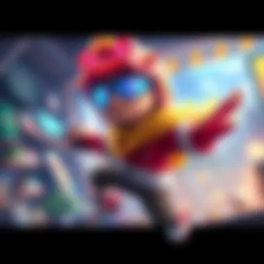 A colorful 3D pixelart character in action within a vibrant game environment.