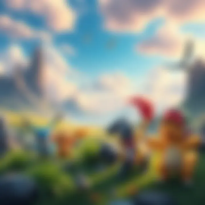 A vibrant scene showing new Pokemon characters in an open world setting with various landscapes