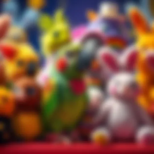 New Critter Line Launch Colorful display of various charming critters from the new collection, including a playful parrot and a fluffy bunny.