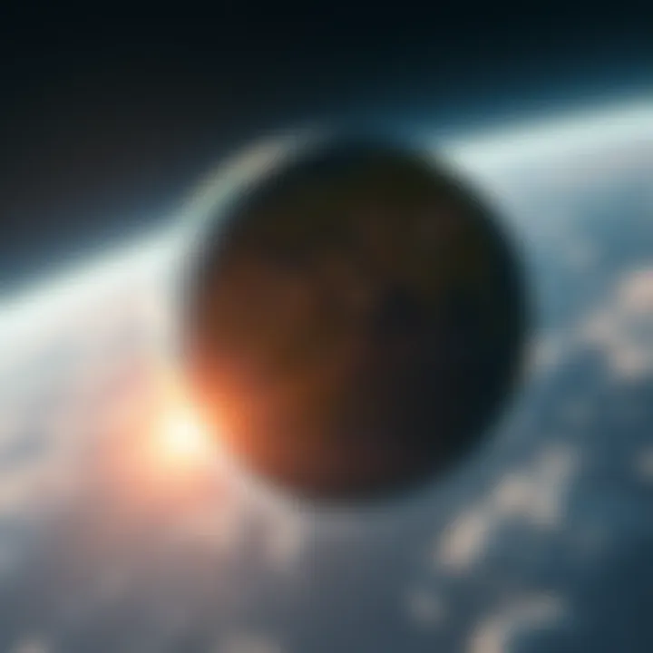 Illustration of a new Earth orbiting the sun with vibrant greenery and clean skies
