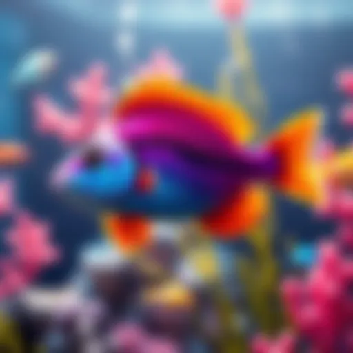 A colorful new fish swimming in a vibrant underwater scene, celebrating its addition to the game.
