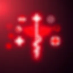 A collection of innovative medical symbols featuring red and white designs suitable for shoulder pads.
