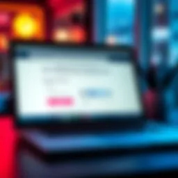 A laptop screen displaying a webpage for account creation with icons for email, credit card, and phone number changes