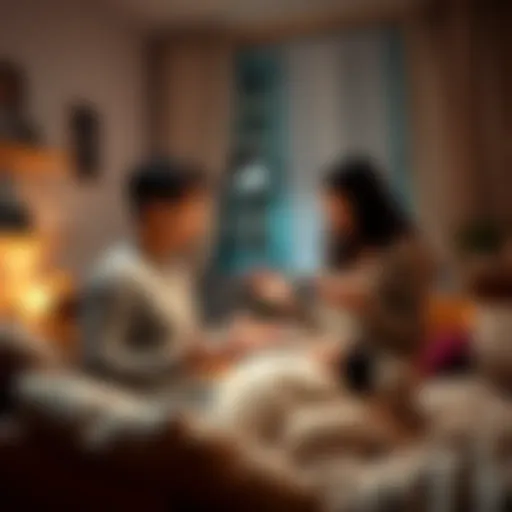 A couple practicing breathing techniques together in a cozy home setting, ready for childbirth.