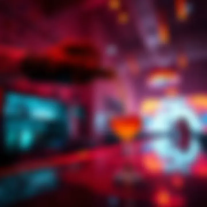 A virtual bartender pouring a drink from a bottle into a glass in a nightclub setting