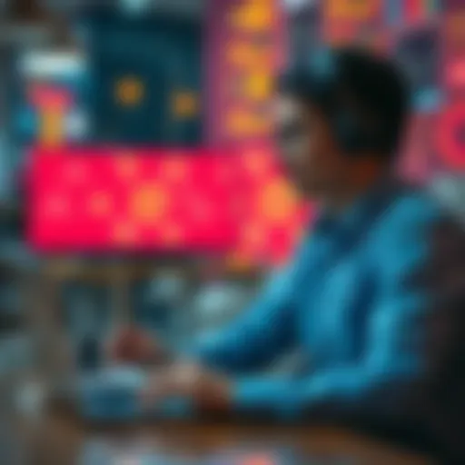 A non-tech professional brainstorming ideas while using AI tools on a laptop, showcasing creativity and collaboration with technology.