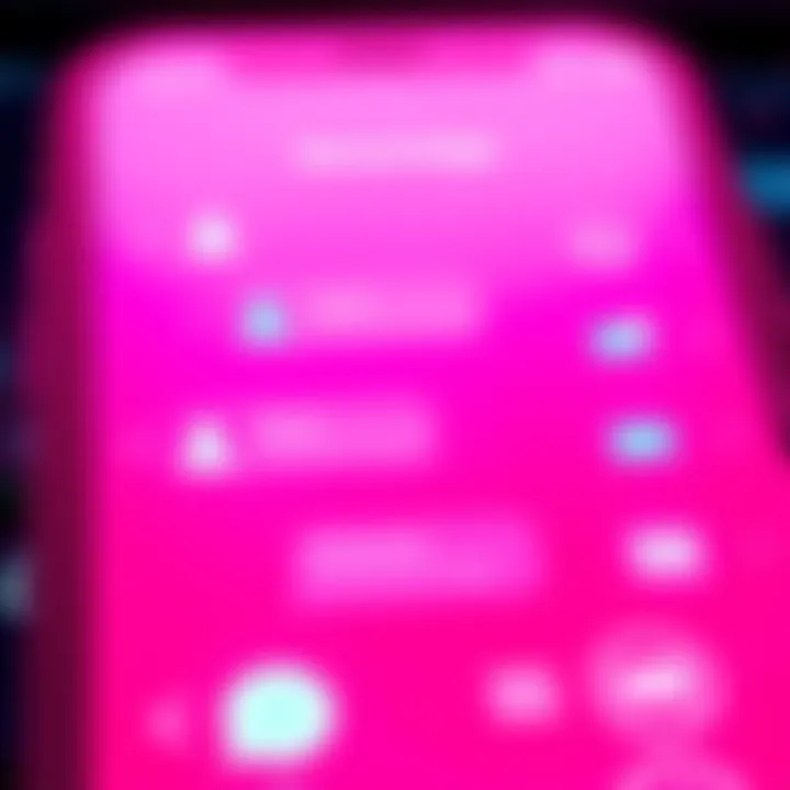 A vibrant pink app interface with notification icons representing messages, showcasing a retro design that evokes memories of community activity.