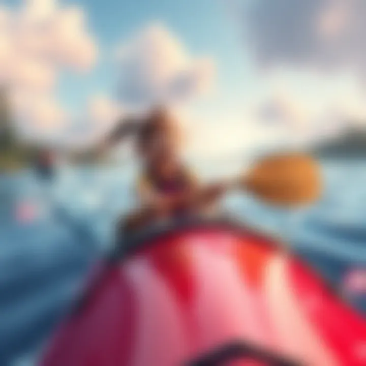 A girl named Nova is in a canoe on the water, looking surprised as her paddle slips away.