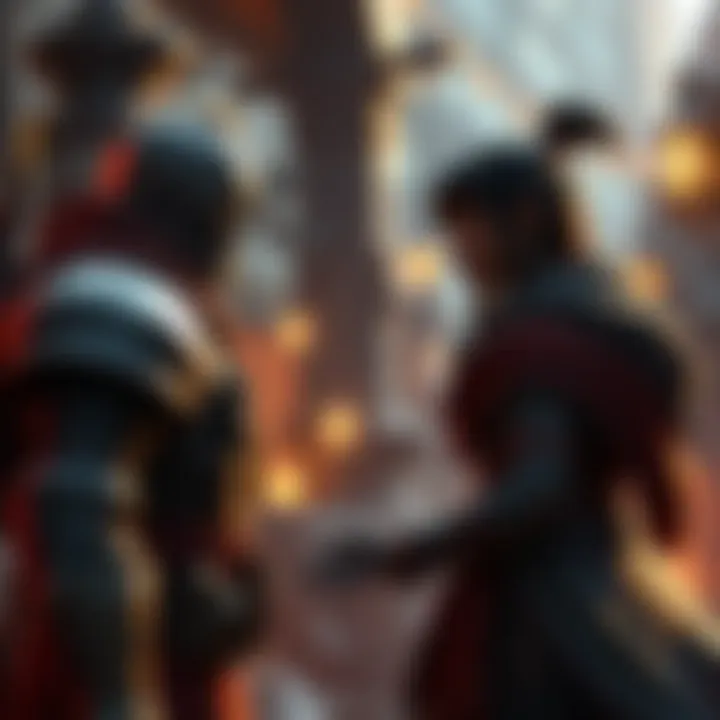A non-player character engaging in conversation with a player in a fantasy game setting, showcasing dynamic dialogue and animations.