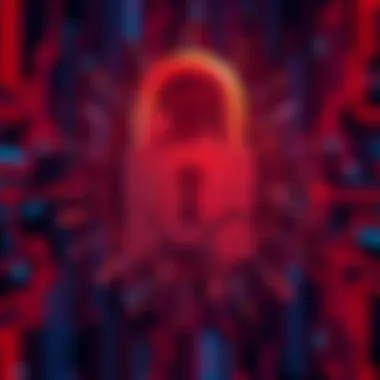 NSA Breach Overview Visual representation of a digital breach with a lock symbol shattered, indicating a cybersecurity incident at the NSA.