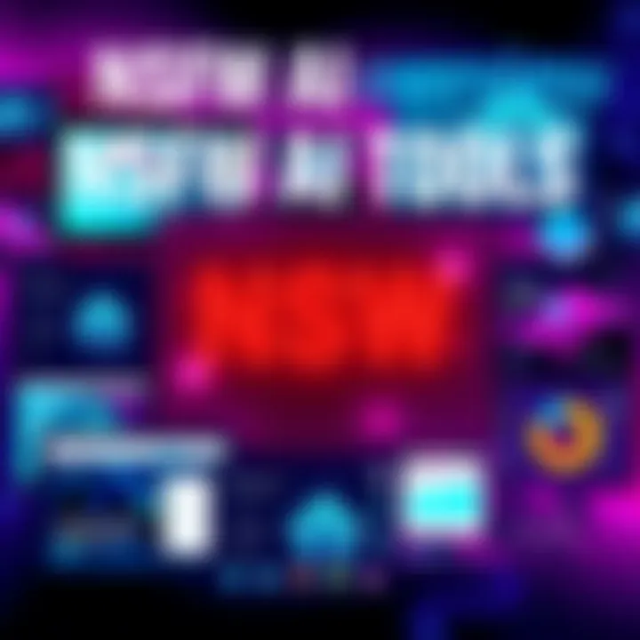 A collage of screenshots featuring various browser-based NSFW AI tools with vibrant colors and user-friendly interfaces