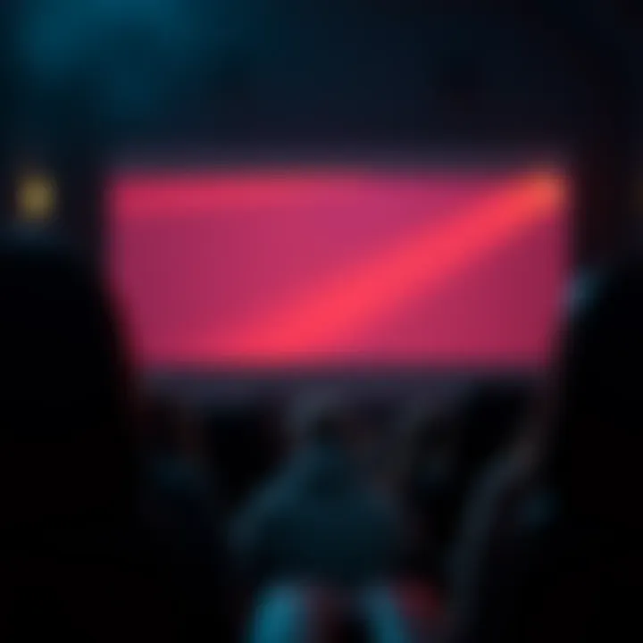 A girl seen nude inside a dimly lit movie theater, causing surprise among the audience