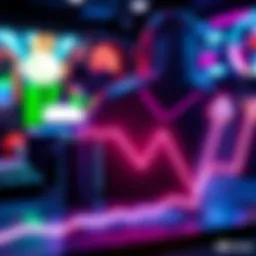 A graphic representation of Nvidia's revenue share decline with gaming elements and a downward trend line, symbolizing challenges in the gaming market.