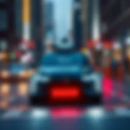 A self-driving car equipped with Nvidia technology on a city street, showcasing advanced AI capabilities